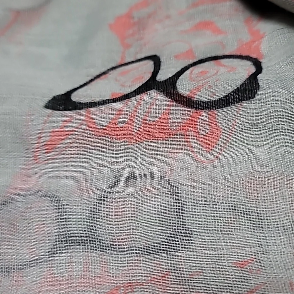 Woman's Joy‎ Susan Grey Gauze Cat with Glasses Scarf 30